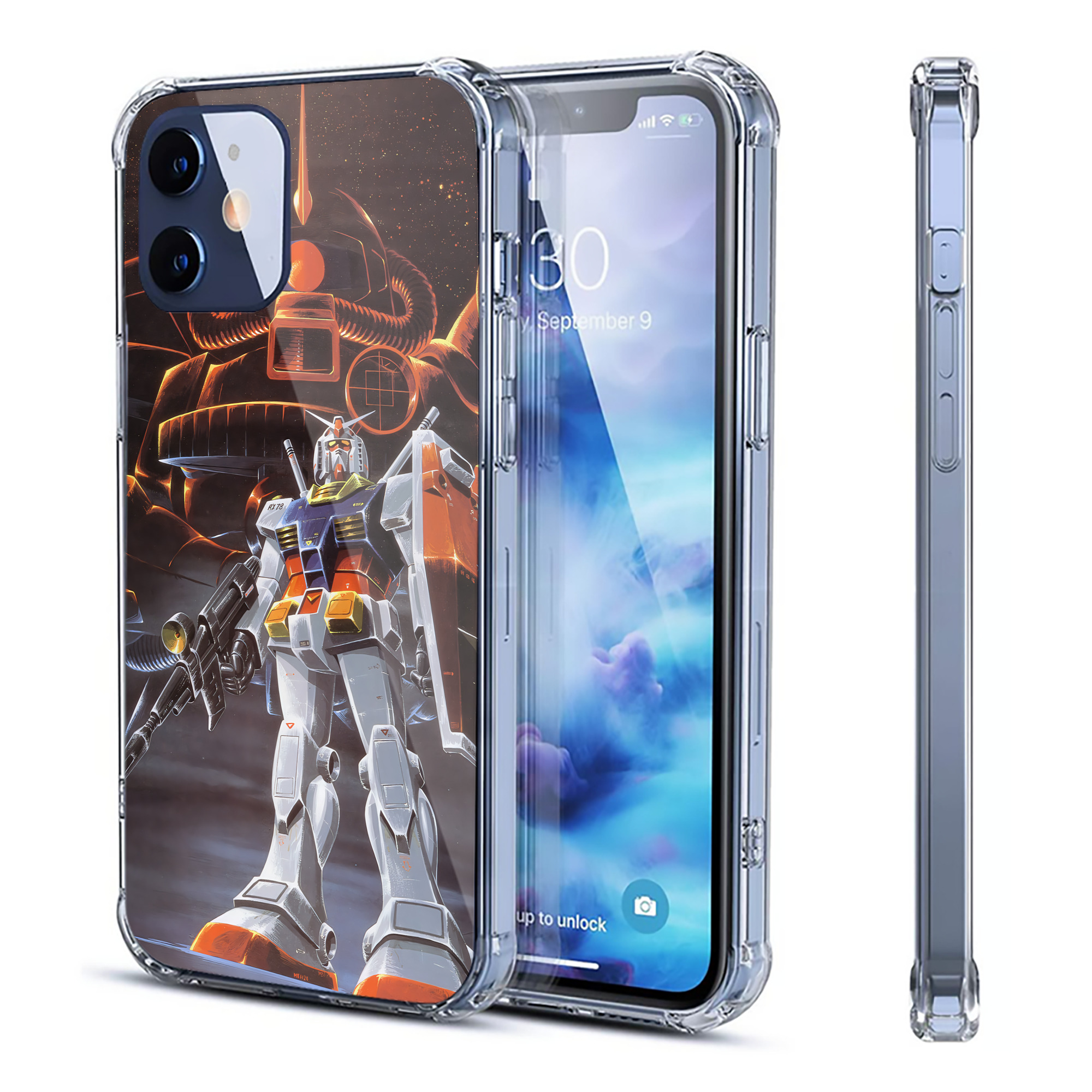 （画像用） 機動戦士ガンダム Mobile Suit Gundam 【iPhone 12シリーズ対応】透明スマホケース（クリアソフトケース）